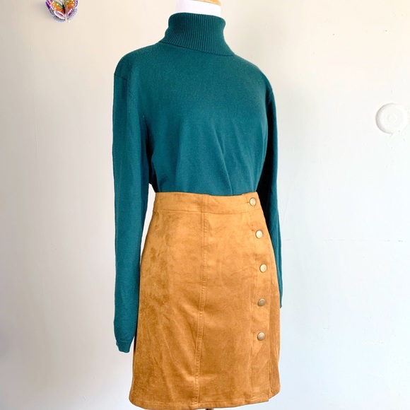 Xhilaration Dresses & Skirts - Faux Suede High Waisted Skirt Large 70s Retro VTG